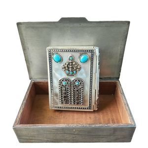 Silver Prayer Book Psalms Hebrew-English Silverplate Box Silverplate Turquoise